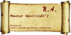 Mauter Apollinár névjegykártya